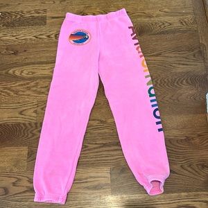 Kids Pink Logo Aviator Nation Sweatpants